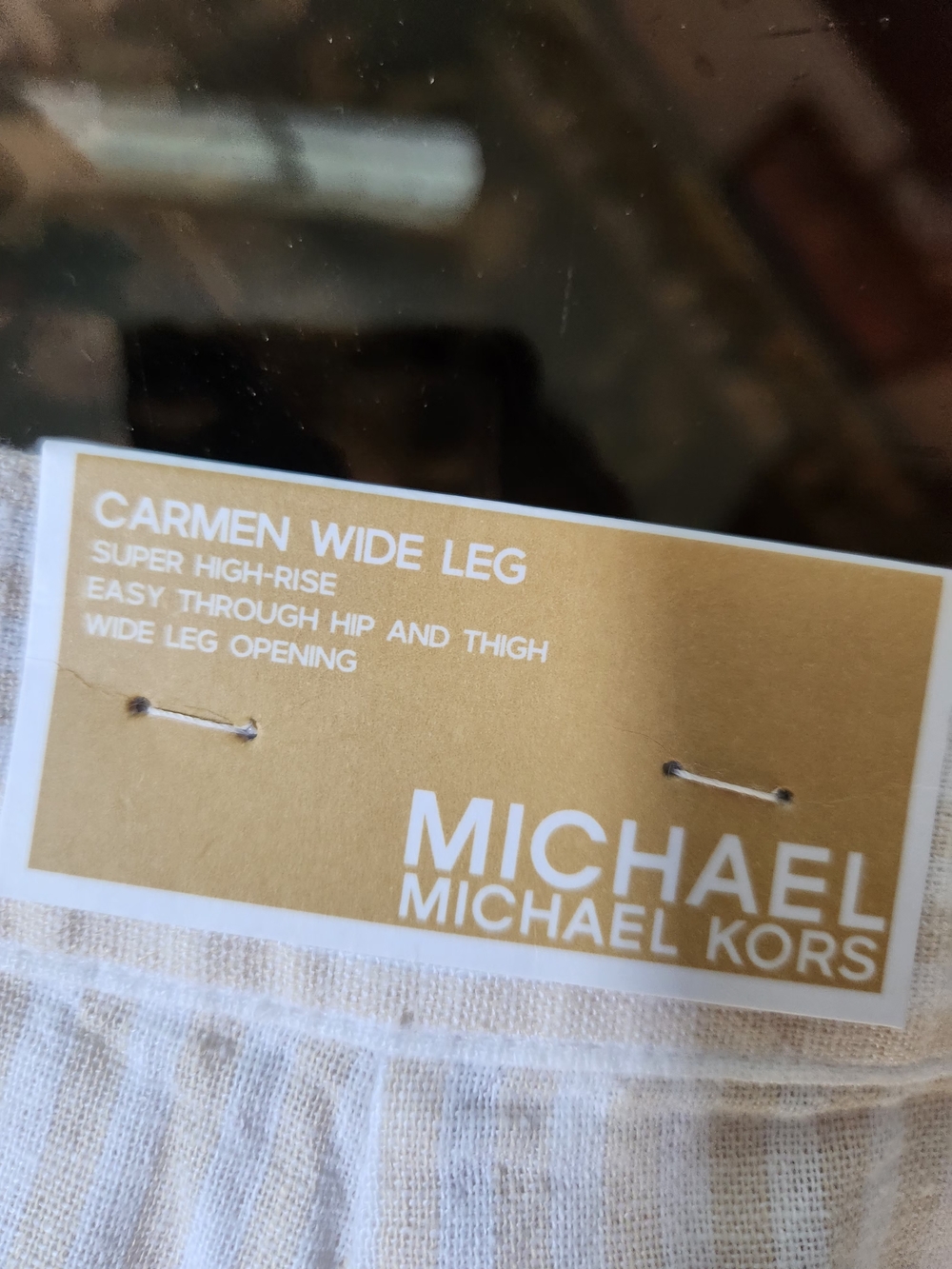Michael Kors Carmen Wide Leg Pants in Beige, size 4, waist 32" (80 cm), 42"long